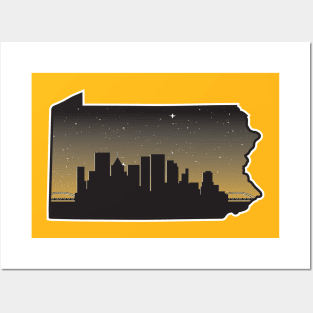 Pittsburgh Steelers City Skyline State outline Posters and Art